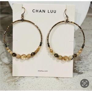 Chan Luu Gold and Brown Beaded Hoop Earrings